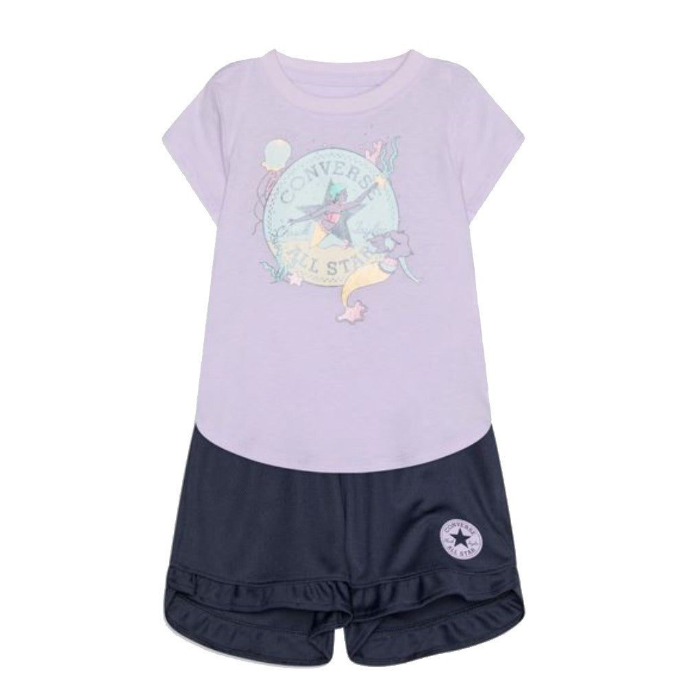 Converse Set Lilac T-Shirt e Shorts Kids
