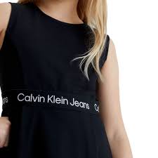 Calvin Klein Jeans Logo Tape Punto Sleeveless Dress Junior