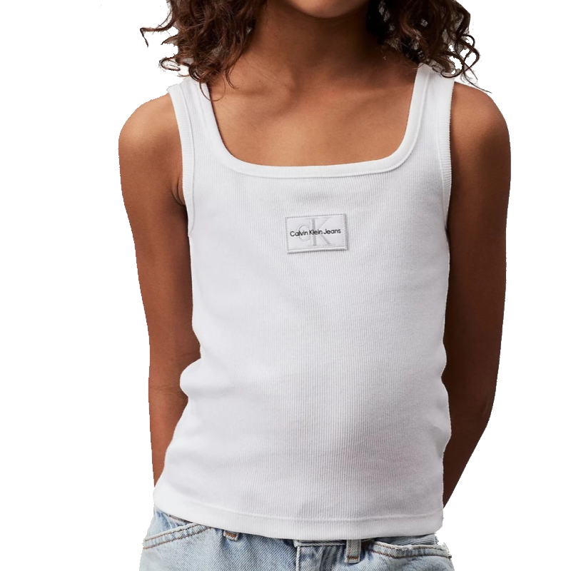 Calvin Klein Jeans Rib Badge Square Tank Top Junior