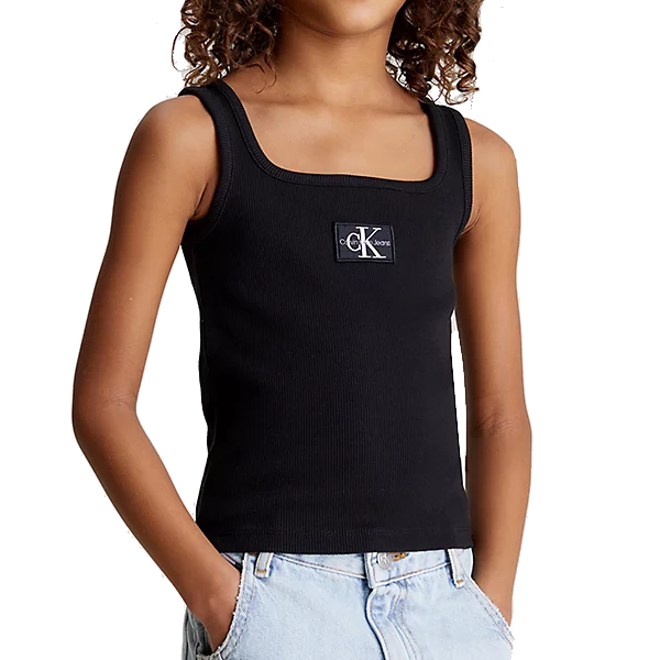 Calvin Klein Jeans Rib Badge Square Tank Top Junior