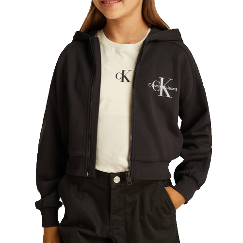 Calvin Klein Jeans Glitter Monologo Zip Hoodie Junior